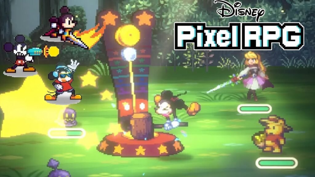 mickey mouse and more disney characters in a game for mobiles