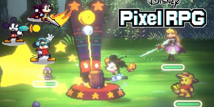 mickey mouse and more disney characters in a game for mobiles