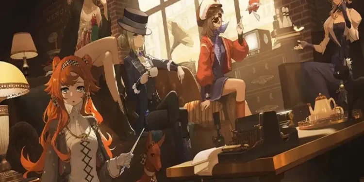 The characters of Reverse: 1999 in a salon set in the 20th century.