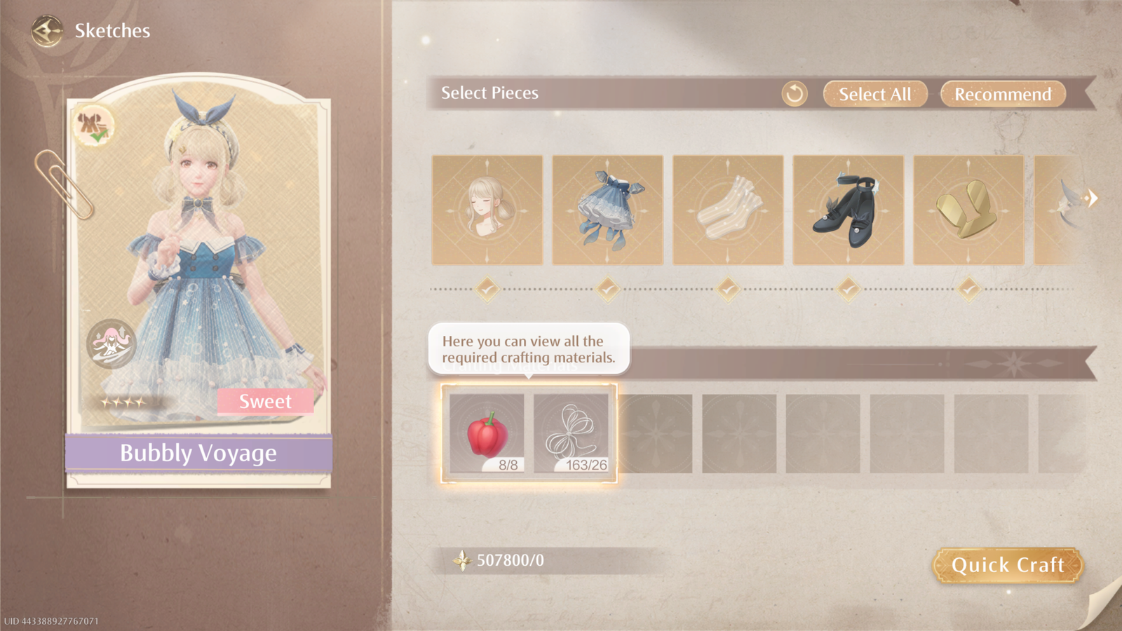 Infinity Nikki dress crafting